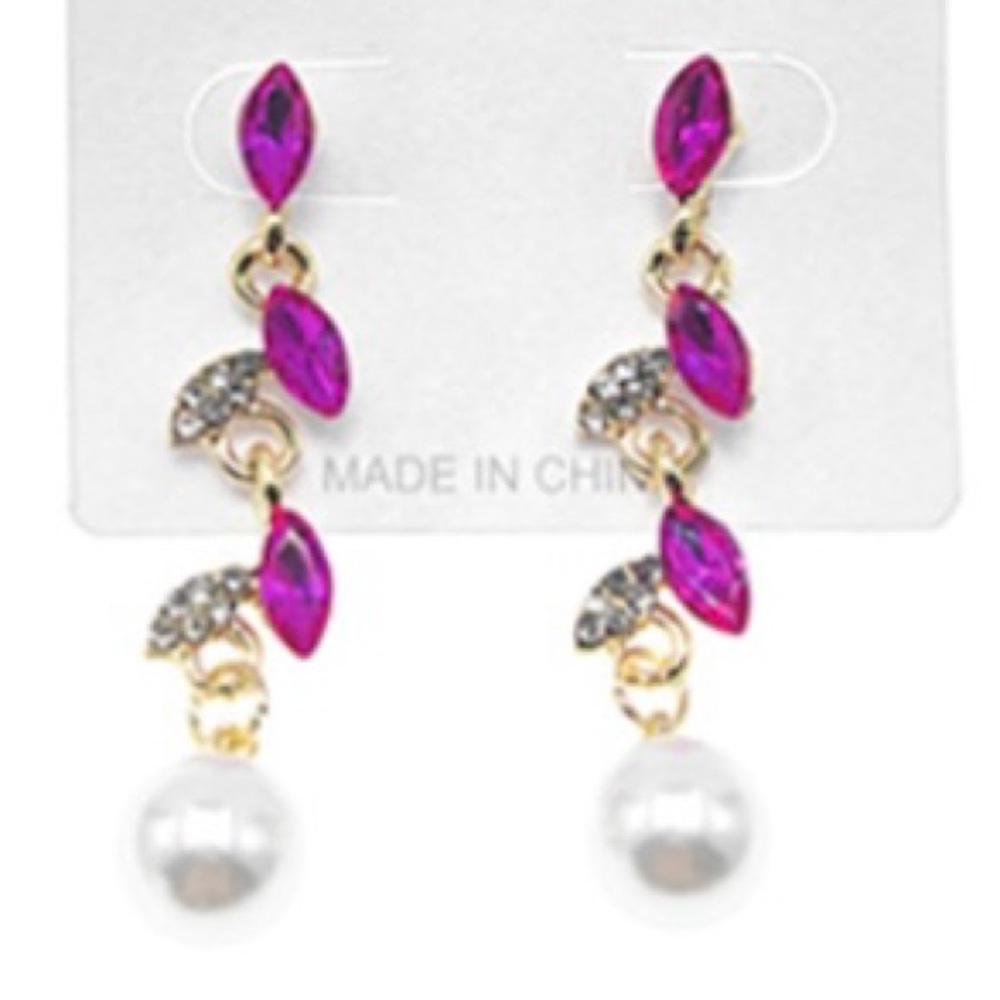 Elegant Pink and Gold Drop Earrings